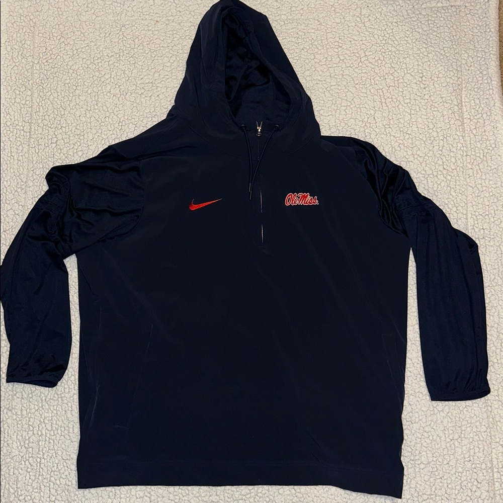 Ole Miss Nike Navy Lightweight 1/2 Zip Hooded Pullover
